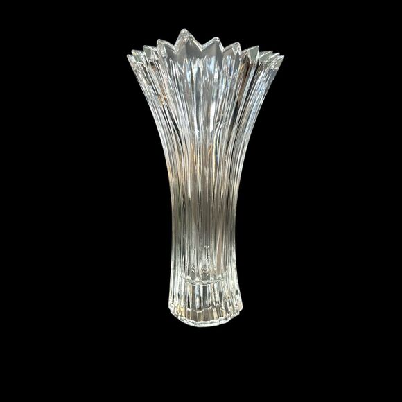 Mikasa Crystal Diamond Fire 8” Flower Vase Curved Stem 8 ¼” Japan - Picture 2 of 10